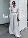 Shoulder Pad Sweatshirts&Hoodies Wide-leg pants 2-piece Sets
