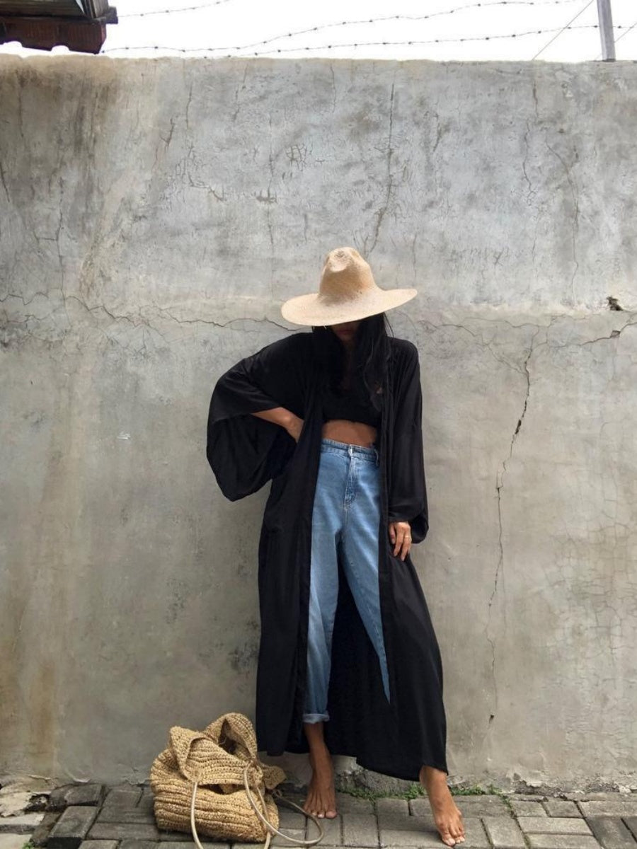 Loose-fitting Long Cardigan For Beach, Sun Protection, Beach Vacation, Bikini Cover-up, Swimwear Outerwear