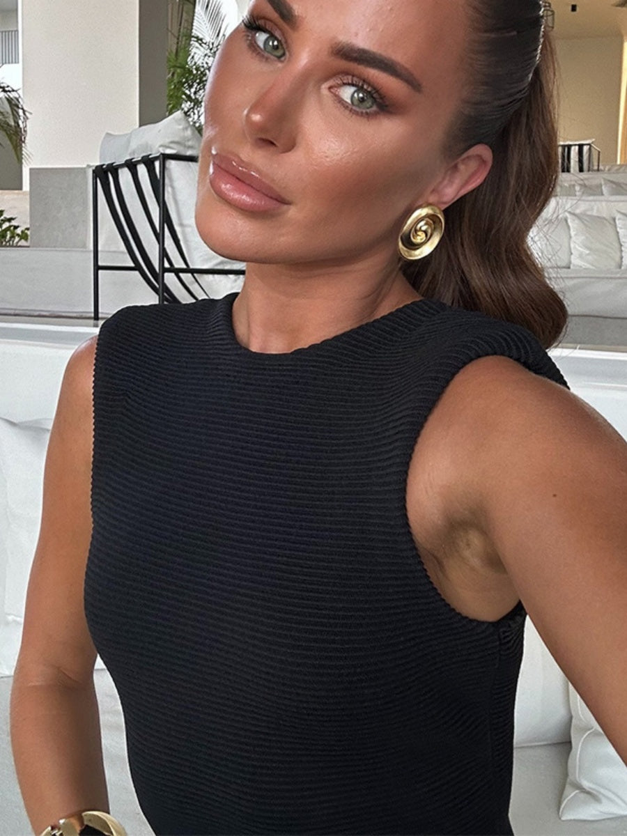 Robes maxi en tricot à pompons et patchwork de raphia uni