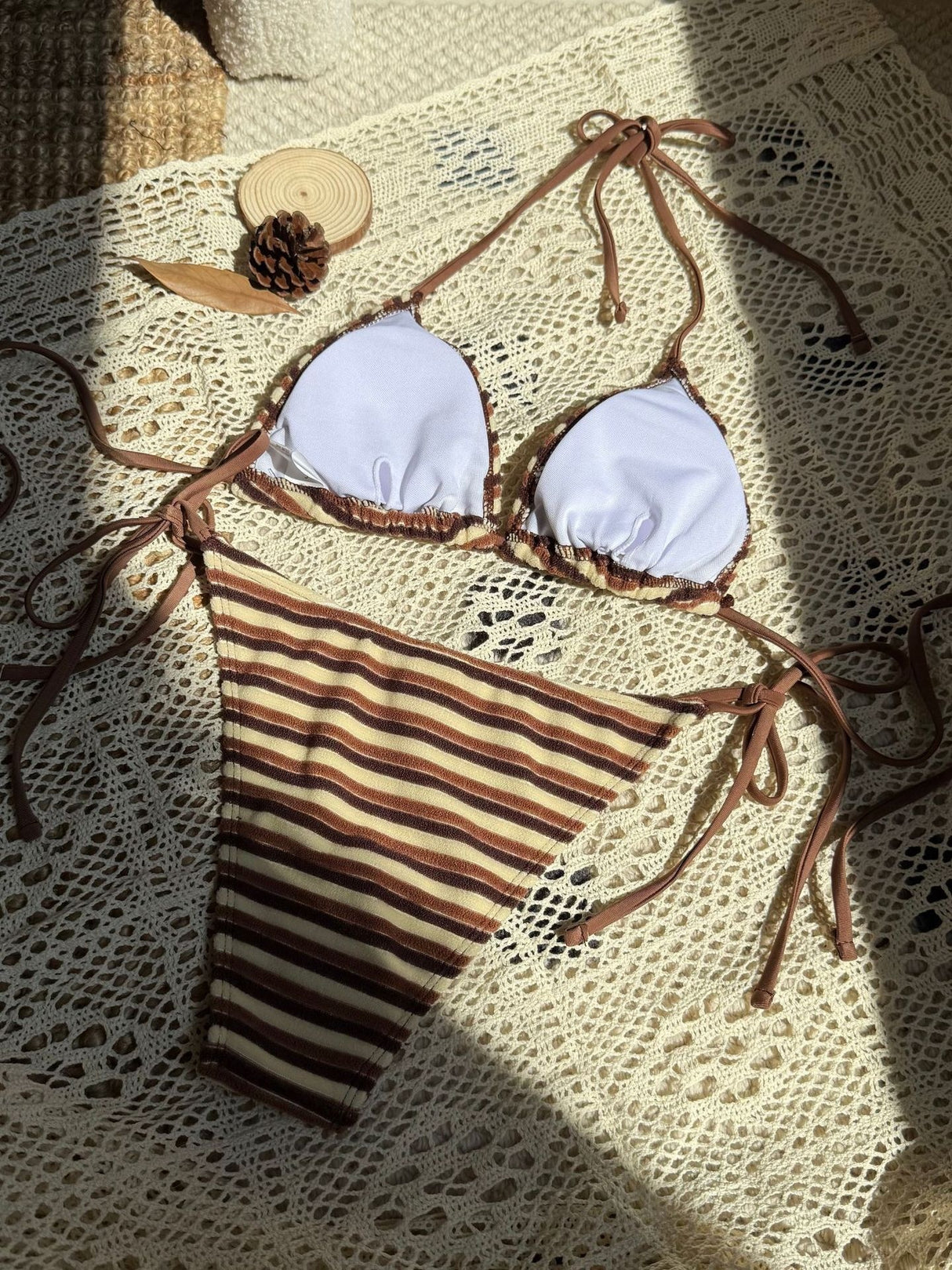 Striped Terry Cloth Sexy Two-piece Bikini
