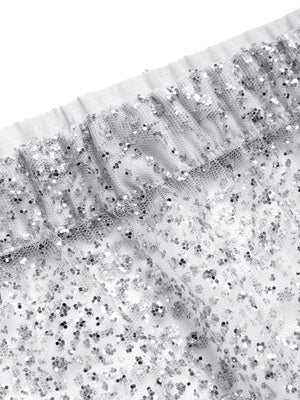 Beach Cover-up With Slits And Tie-up Shimmering Sequined Skirt