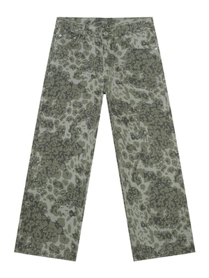 Camouflage Ins Loose-fit Straight-fit Wide-leg Jeans