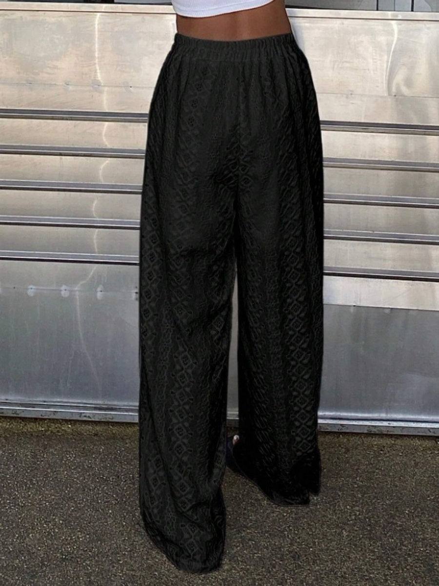 Lace High waist Straight Pants