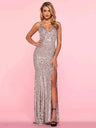 Rhinestone-encrusted, Sexy Sequined, Backless, Slimming, Slit Long Dress