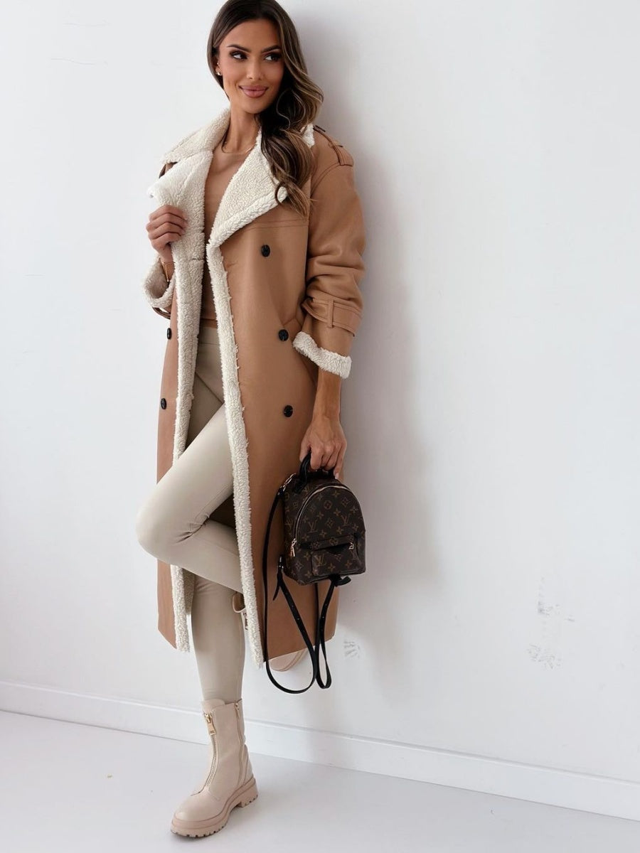 Reversible Stand-up Collar Leather Cotton Coat