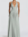 Deep V Halter Backless Maxi Dresses