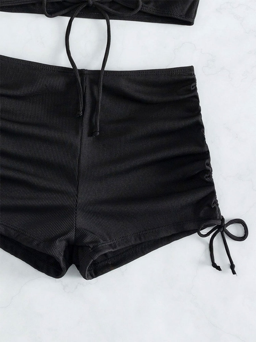 High-waisted Halter Strap Two-piece Flat-angle Sporty Beach Bikini