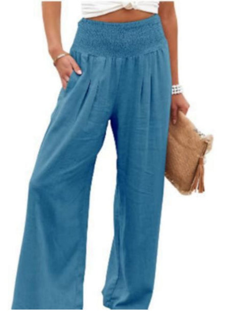 Cotton Blend Wide Leg Pocket Hit Pants