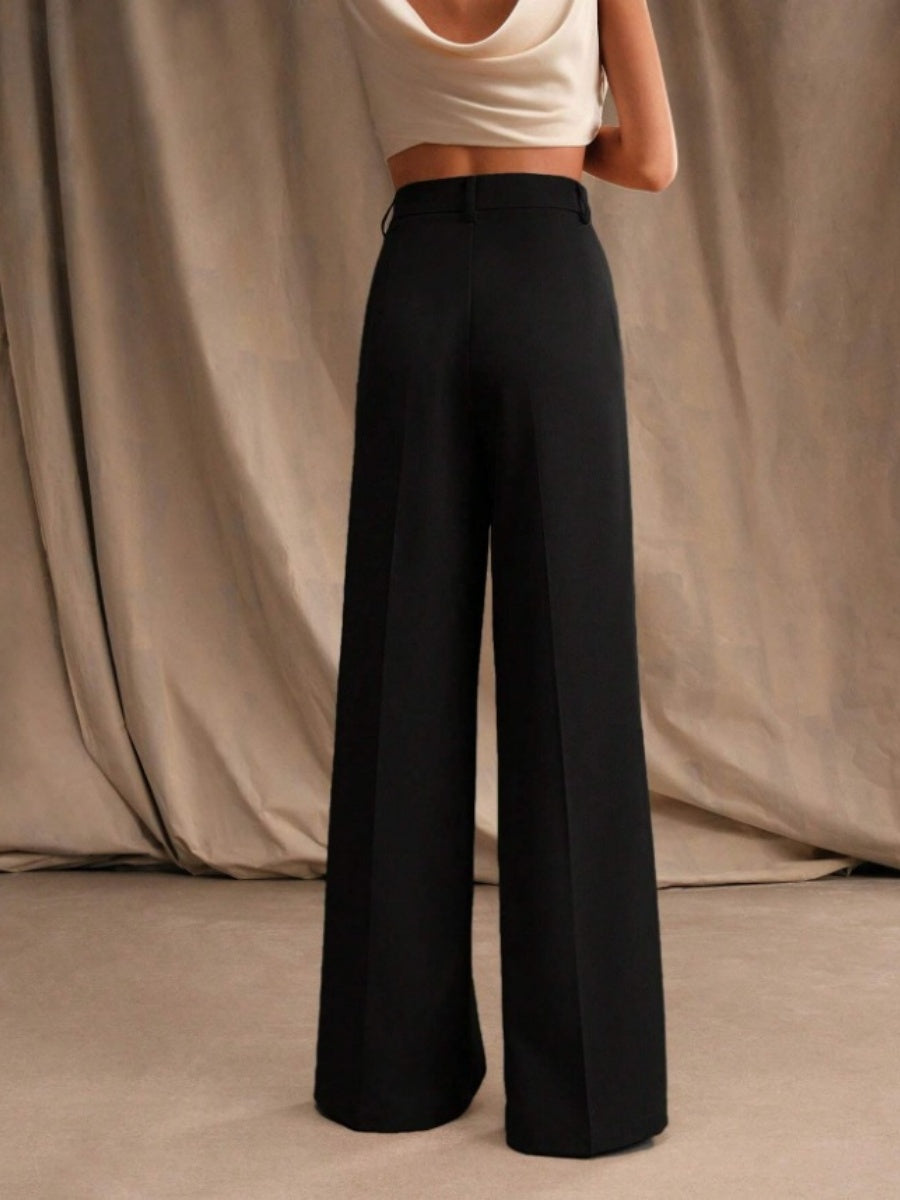 Slimming And Casual Drape Loose High Waist Straight Wide Leg Pants