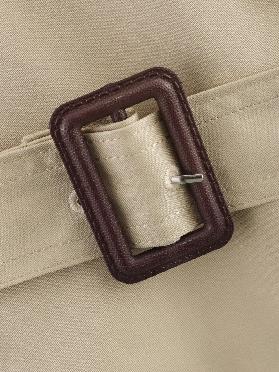 Belt Turtleneck Khaki Slim Fit Short Trench Coats