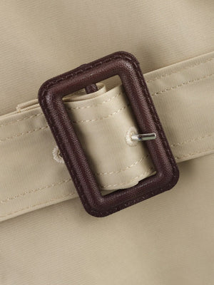 Belt Turtleneck Khaki Slim Fit Short Trench Coats