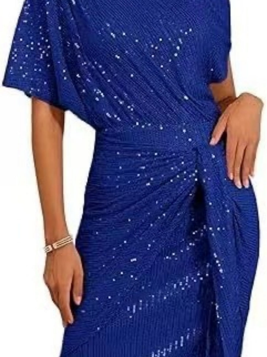 Sloping Shoulders Sequins Bandage Parties Mini&Short Dresses