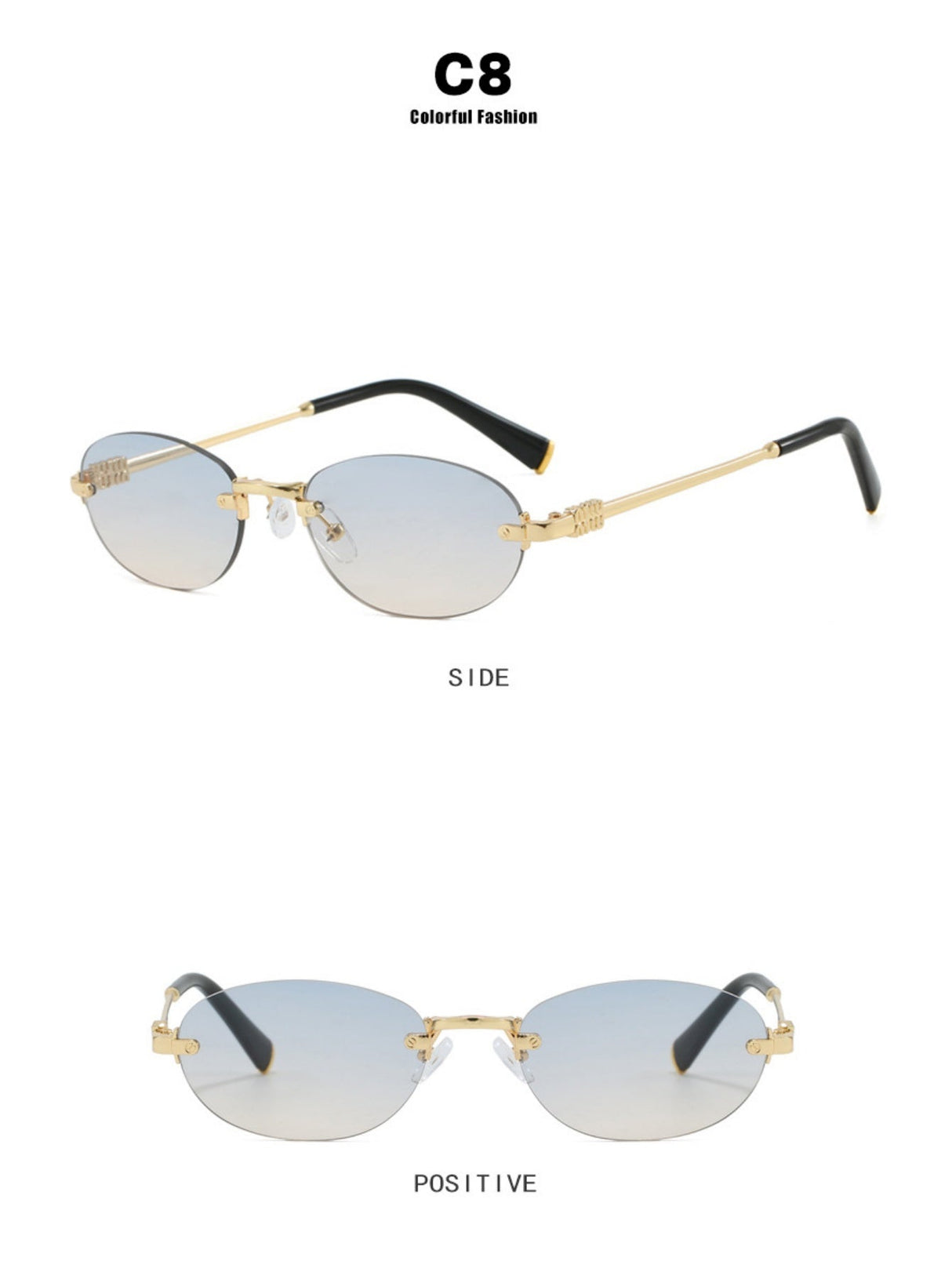 Oval Retro Frameless Sunglasses