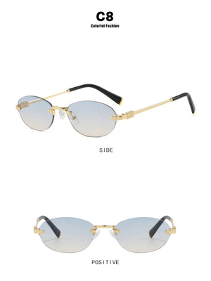 Oval Retro Frameless Sunglasses
