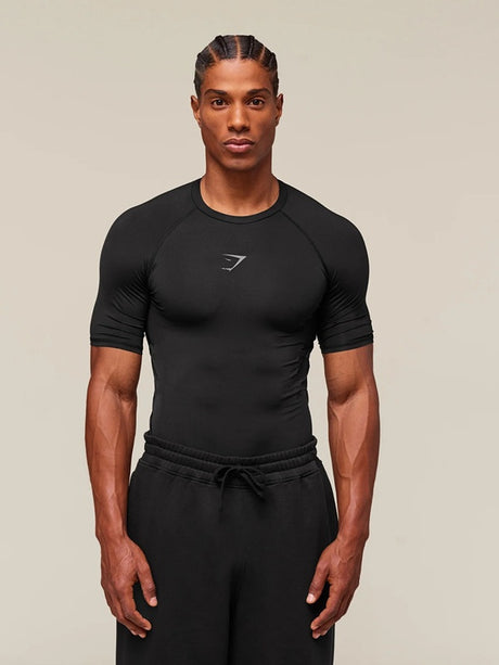 GYMSHARK Sports Fitness Running Printed Tight T-shirts