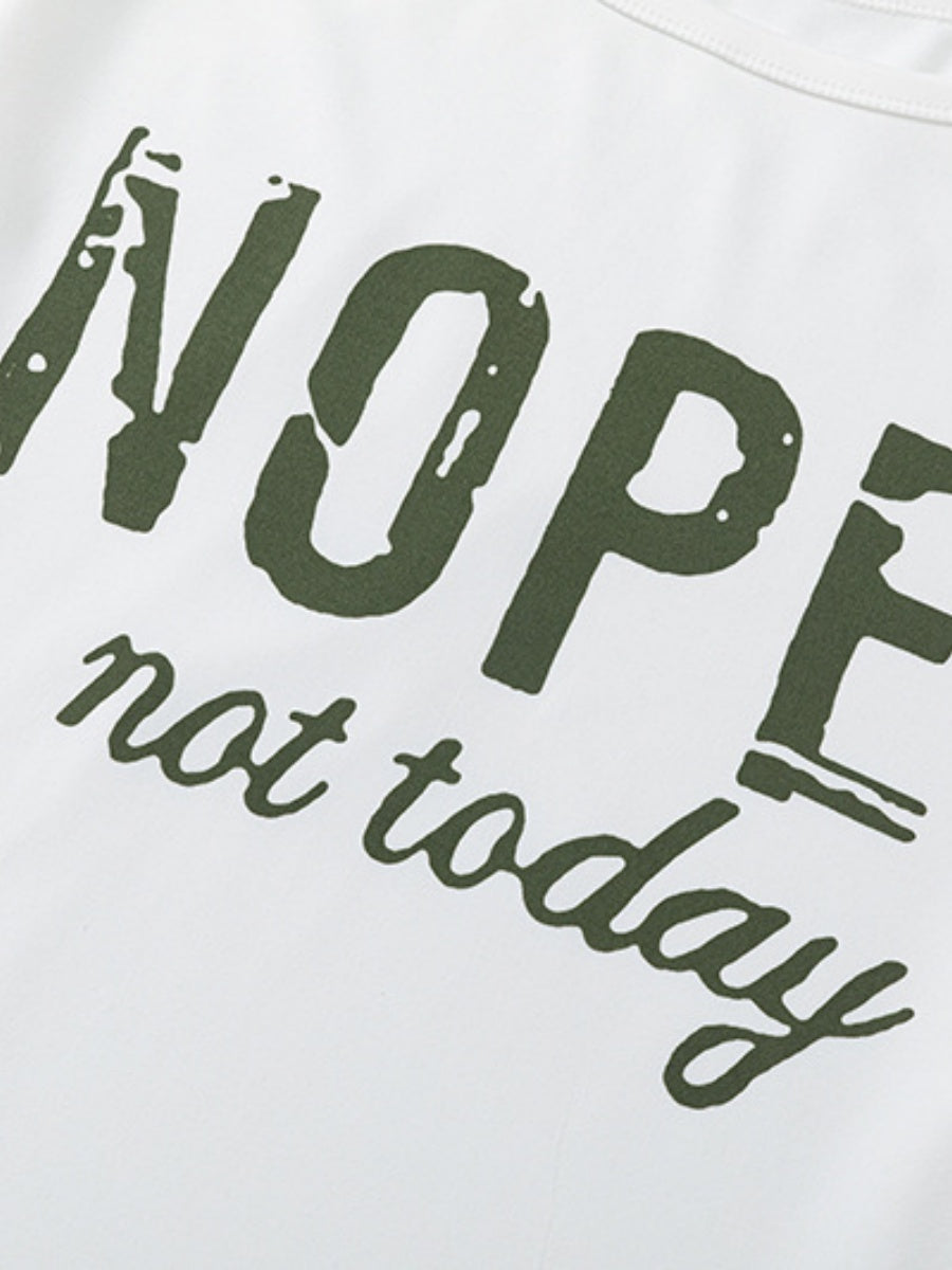 Off-the-shoulder Letter Print Pocket Casual Long-sleeved Shirt Sweatshirts&Hoodies 2-piece Sets