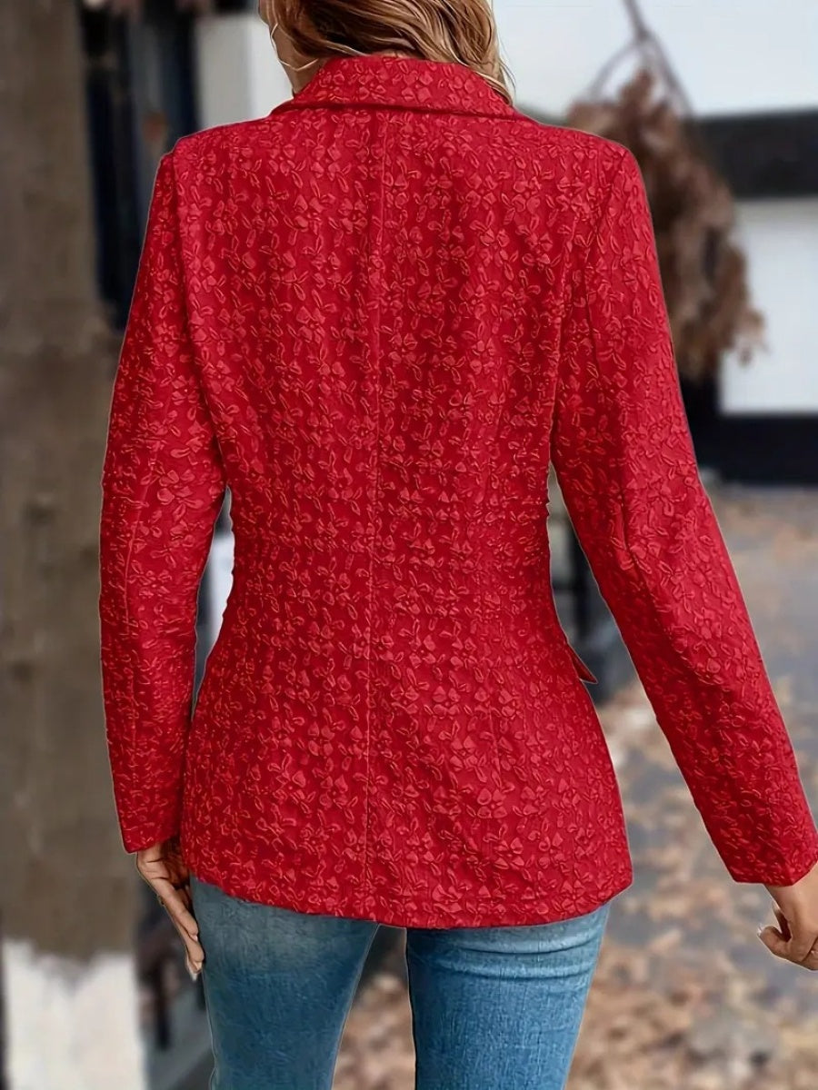 3D Fabrics Solid Color Double-breasted Jackets