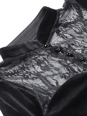 Halloween Slit Black Lace Stitching Maxi Dresses