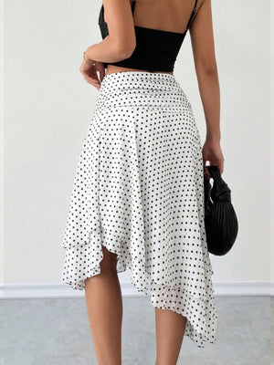 Polka Dots Irregular Hem Temperament Skirts