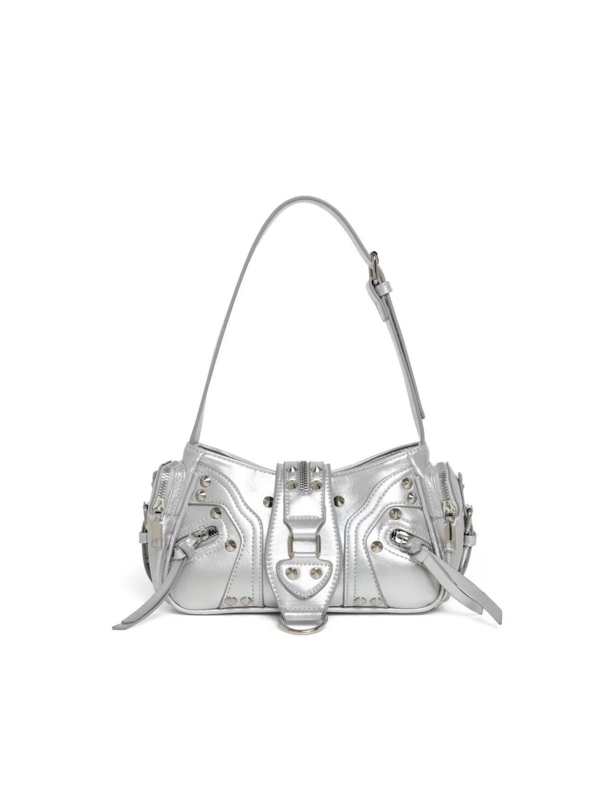 Stylish Leopard Print Edgy Biker Studded Shoulder Bag