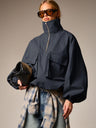 Workwear Style Long-sleeved Coat