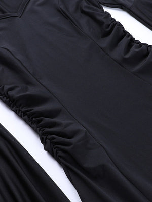Halloween Batwing Sleeves Slim Fit Black Maxi Dresses