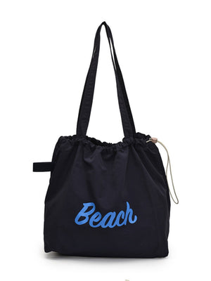 Letter Print Large Capacity Lightweight Drawstring Shoulder Bag
