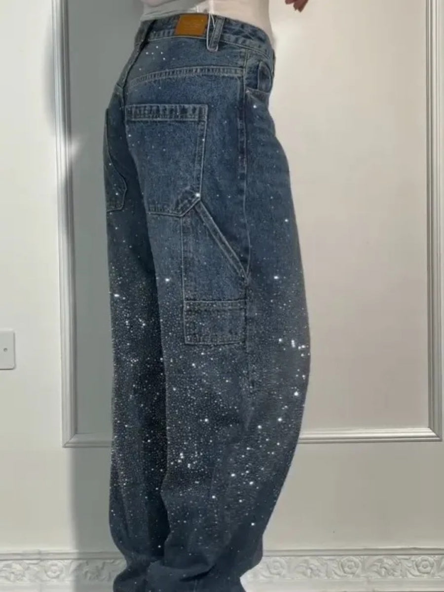 Starry Sky Rhinestones Type Jeans
