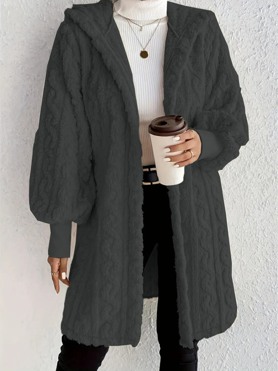 Solid Color Long-sleeved Hooded Loose Plush Jackets