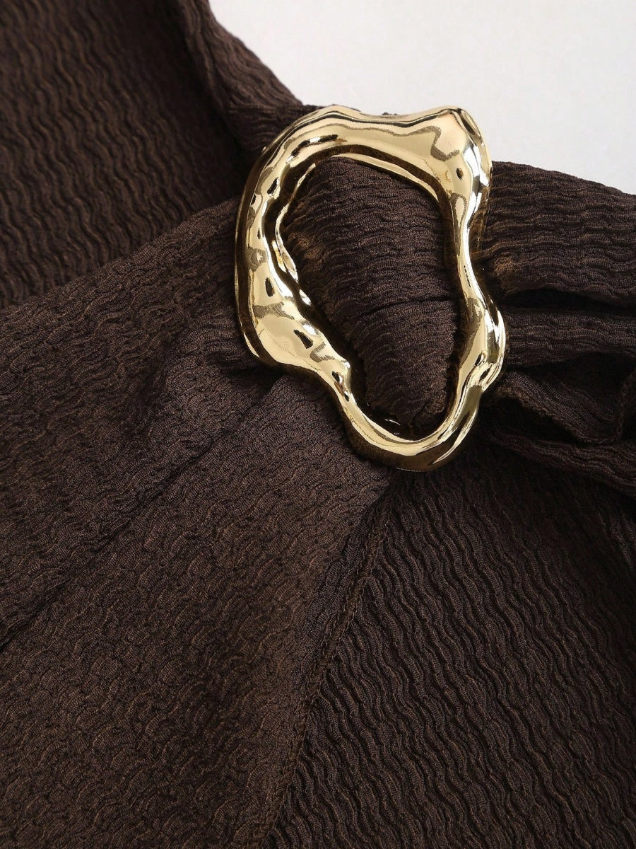 Strickmuster, einfarbig, figurbetont, Mini- und kurze Kleider mit Metallschnalle