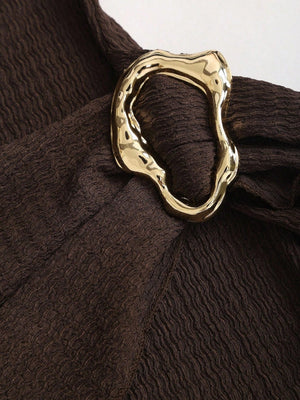 Strickmuster, einfarbig, figurbetont, Mini- und kurze Kleider mit Metallschnalle