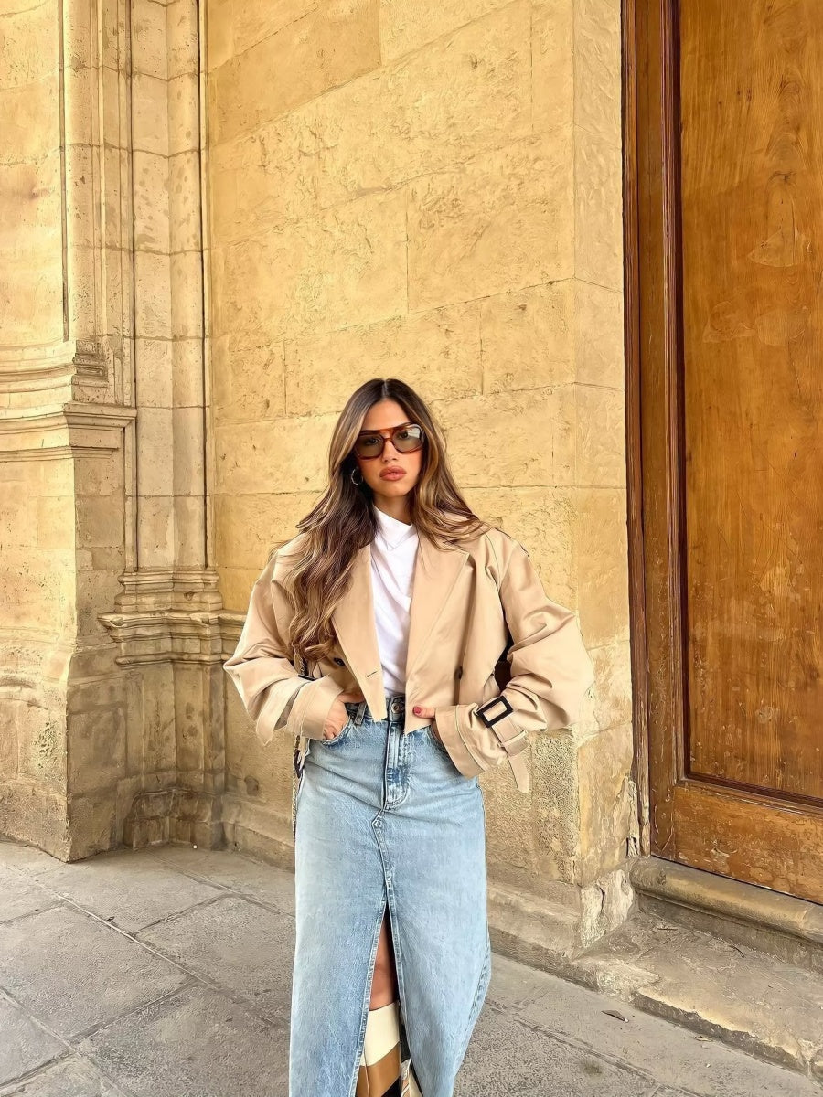 Liber Autumn Women's Buttons Trench Coats