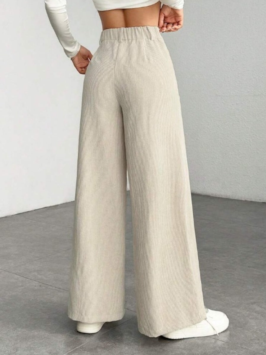 High Waist Loose Slimming Solid Color Wide Leg Pants