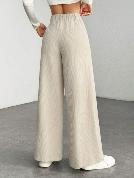 High Waist Loose Slimming Solid Color Wide Leg Pants