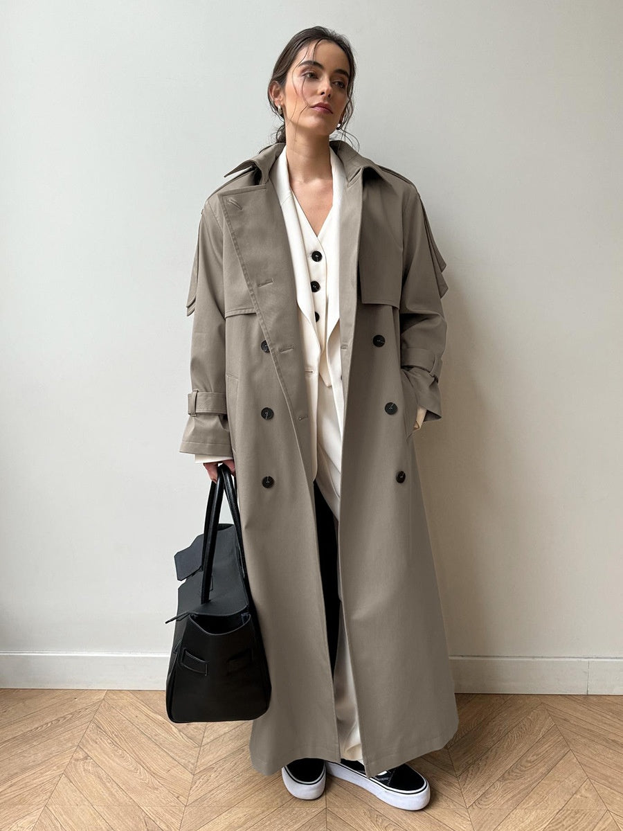 Pure Cotton Retro Loose Belted Trench Coat