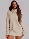 New Autumn/winter Women's High-neck Long-sleeved Knitted Long Sweater Top