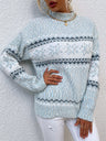 Christmas Half Turtleneck Snowflake Contrasting Colors Sweaters