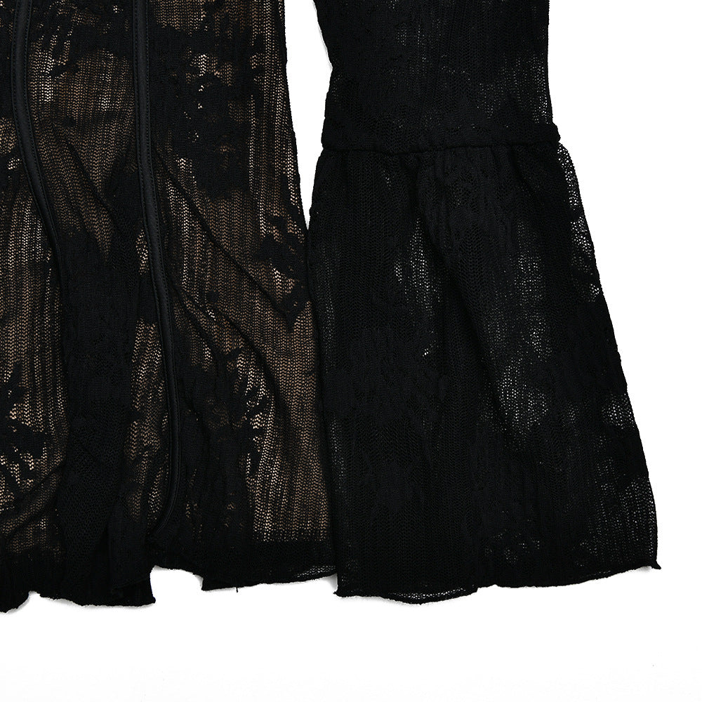 New Lace Flared Sleeve Strapless Dress