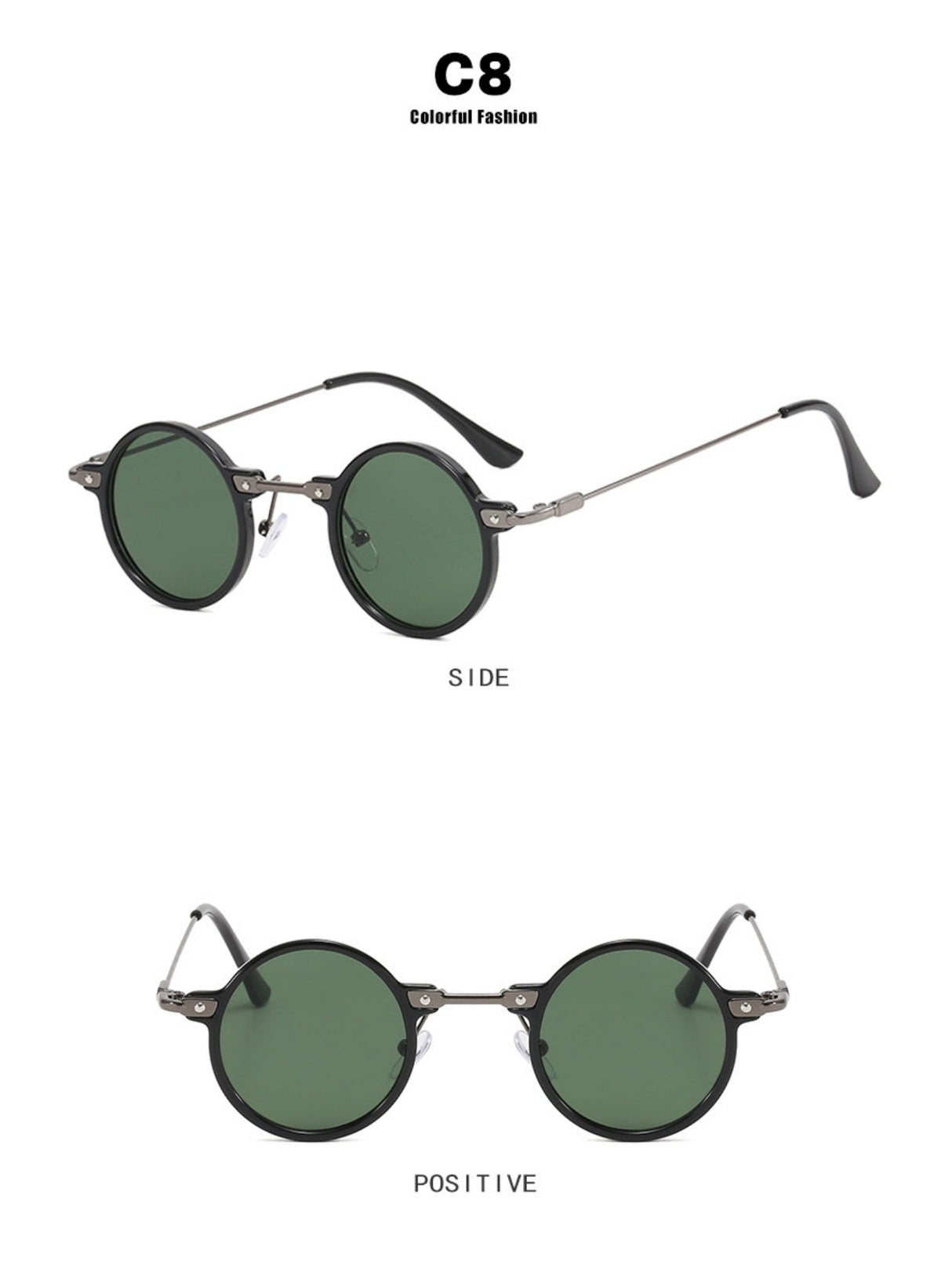 Lunettes de soleil rondes style hip-hop à monture fine