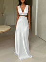 Halter Hollow V-neck Formal Dress Maxi Dresses