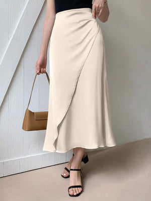 Satin Splicing Solid Color Skirts