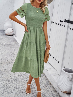 Hollow-out Lace Sleeves, Long Hollow-out Dress