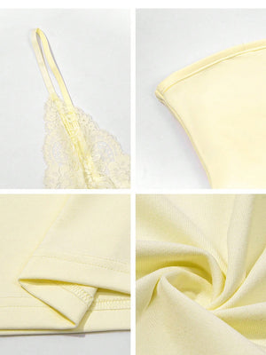 Sexy Backless Camisole With Bow And Lace Trim