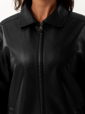 Street Cool Loose Pocket Leather Jacket