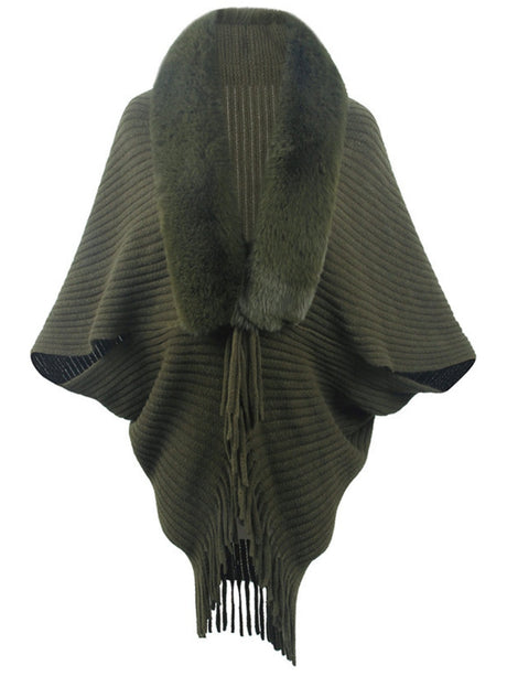 Fur Collar Tassel Cloak Cardigans