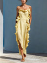 Resort-style Sleeveless Backless Long Dress With Ruffles