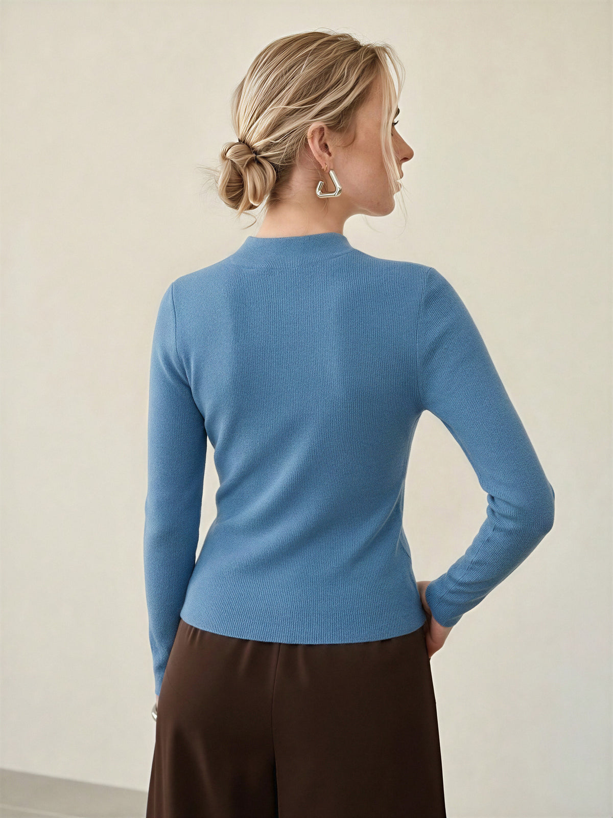 100% Merino Cotton & Wool Seamless Turtleneck Sweater