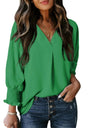 V-neck Long Sleeve Roll Up The Cuffs Shirt T-shirts