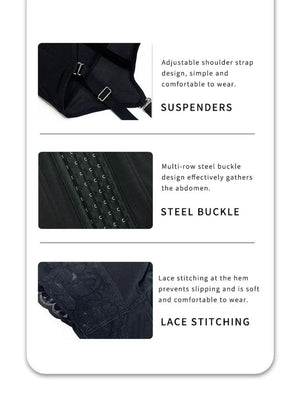 Taillenkorsett mit Knöpfen, Bauchformer aus Spitze, Shapewear-Bodys