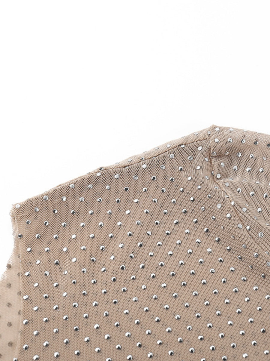 Crew Neck Hot Diamond Fine Flash Long Sleeve T-shirts